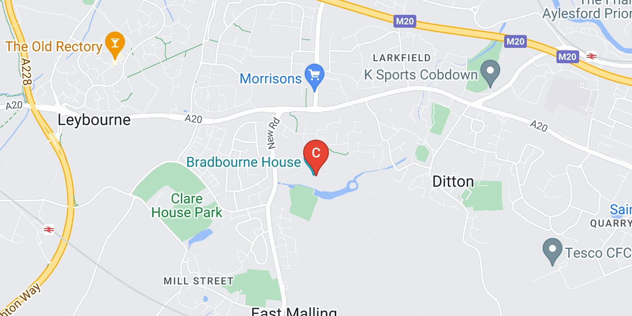 Map showing location of Bradbourne House, New Rd, East Malling, ME19 6DZ