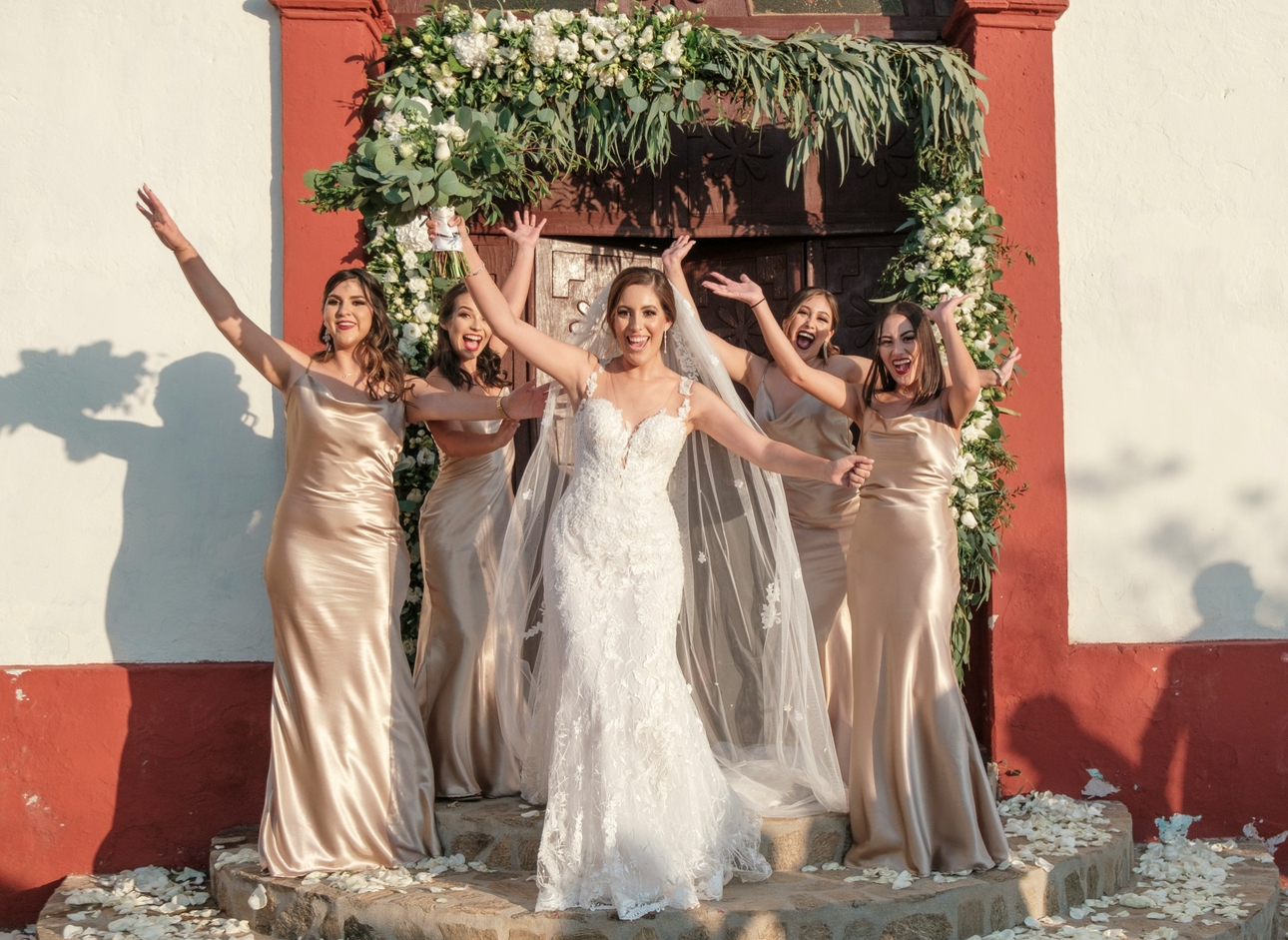 A bride and her bridesmaids