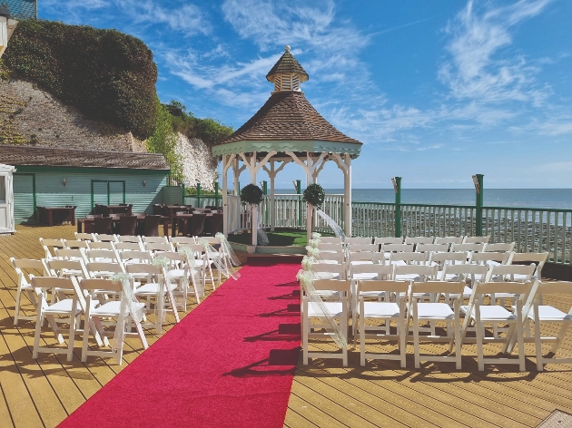 A gazebo next to the sea